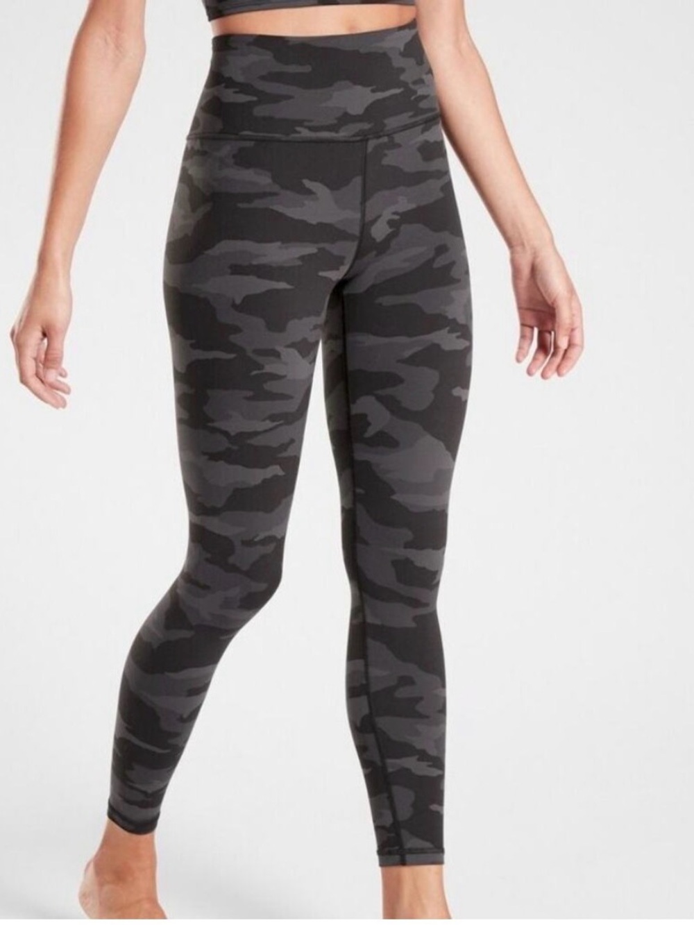 Athleta Black & Charcoal Camo High-Rise Leggings